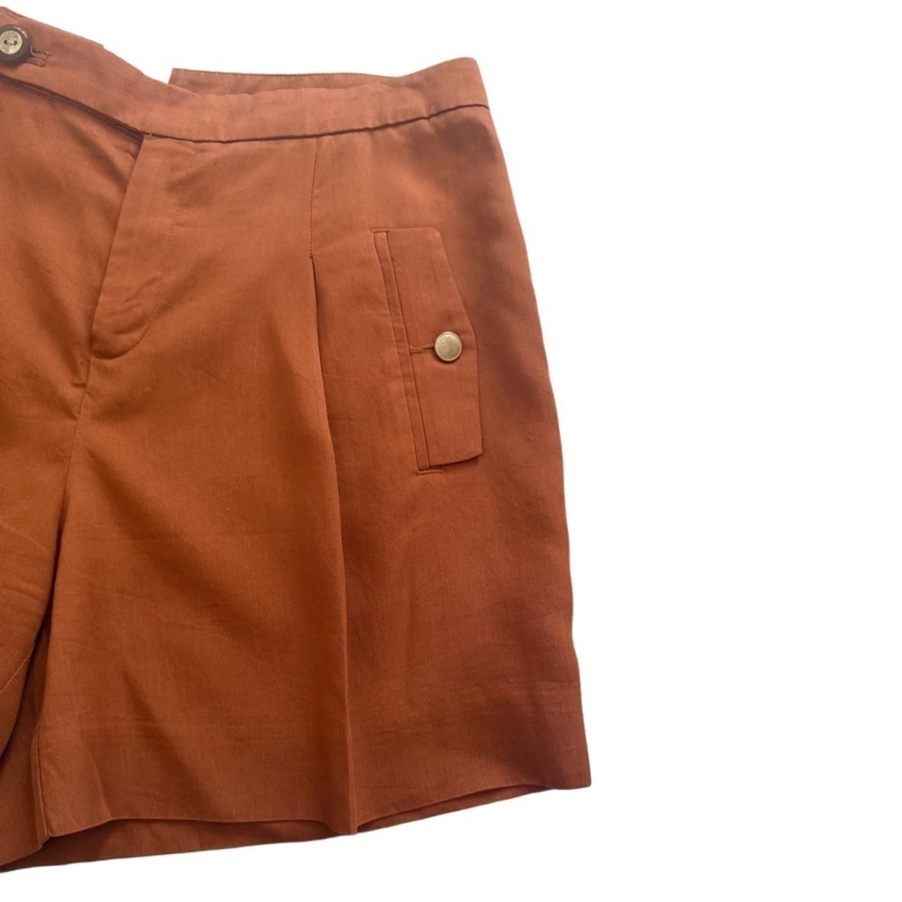 Anthropologie Renaissance European Old Money Women’s Shorts Rust Brown High Rise - Picture 2 of 7